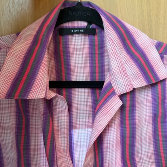 Pre-Loved Smythe Pink, Purple & Grey Striped Tunic Shirt - Size Large - Picture 3 of 8